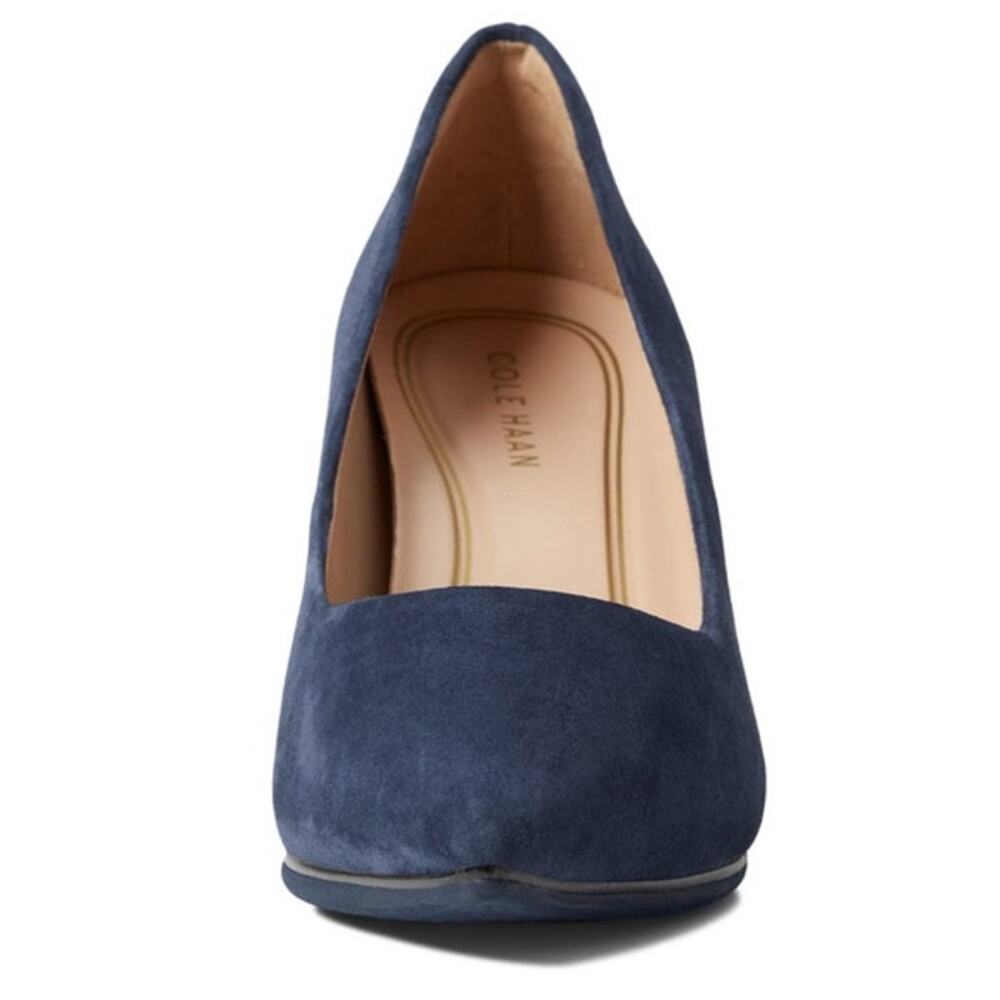 Cole Haan Truette Suede Pumps 9.5 Midnight Navy Blue Pointed Toe Heels Luxury - Picture 3 of 7